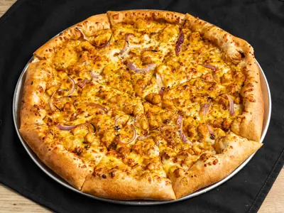 Chicken Tikka Indian fusion pizza at Durkin’s Pizza