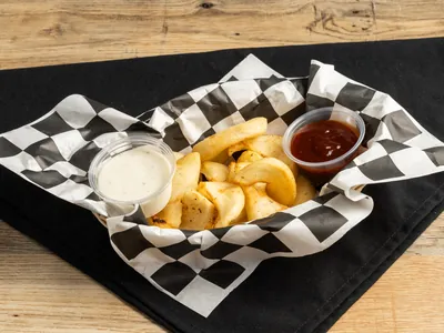 Sidewinder potato wedges with dipping sauces at Durkin’s Pizza