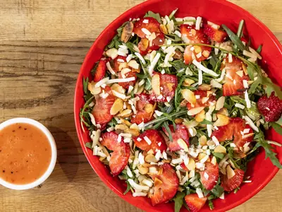 Arugula Salad with strawberries at Durkin’s Pizza