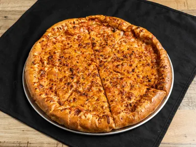 Four Cheese pizza at Durkin’s Pizza